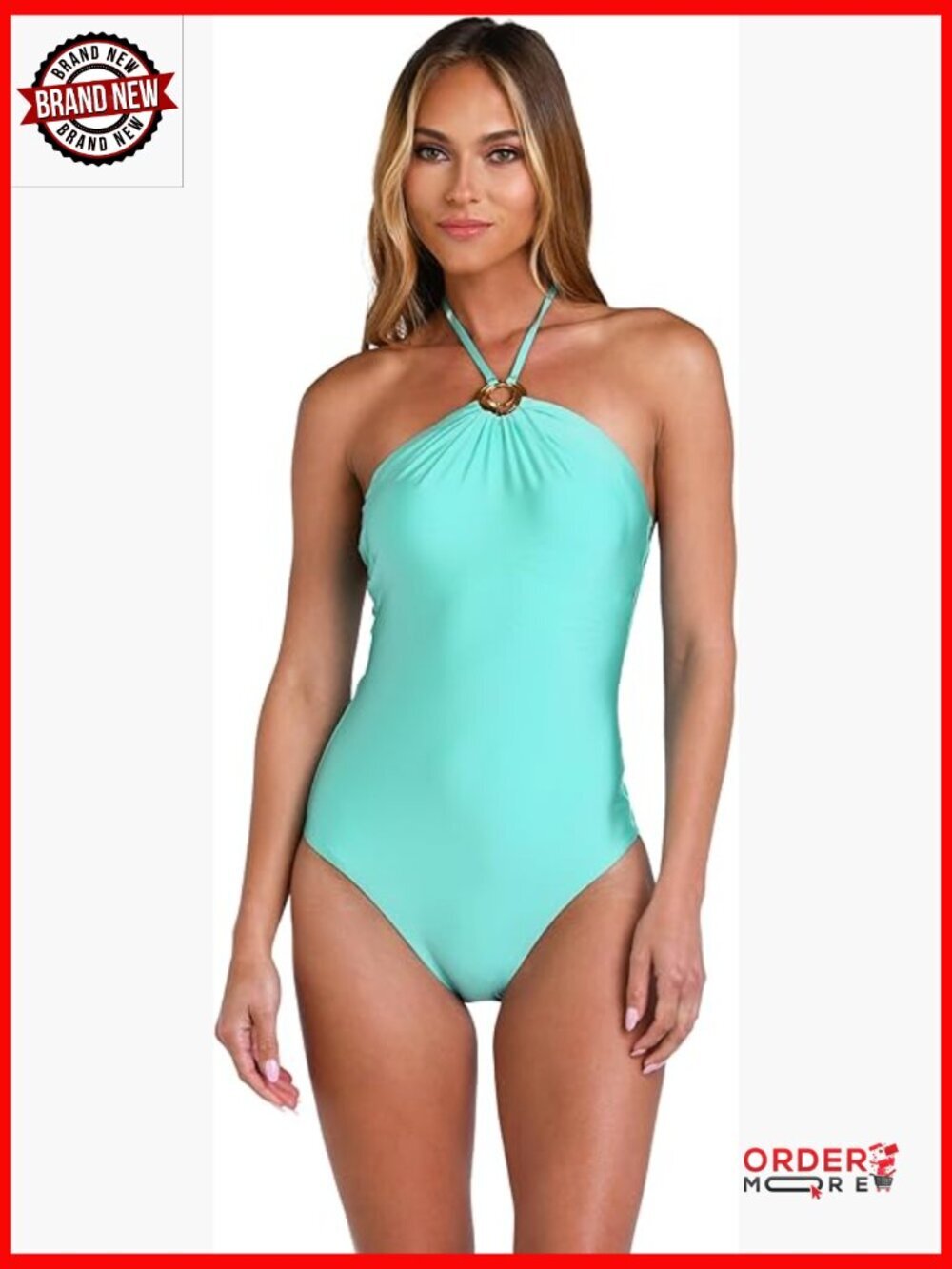 Women's High Neck One Piece Swimsuit With Adjustable Straps